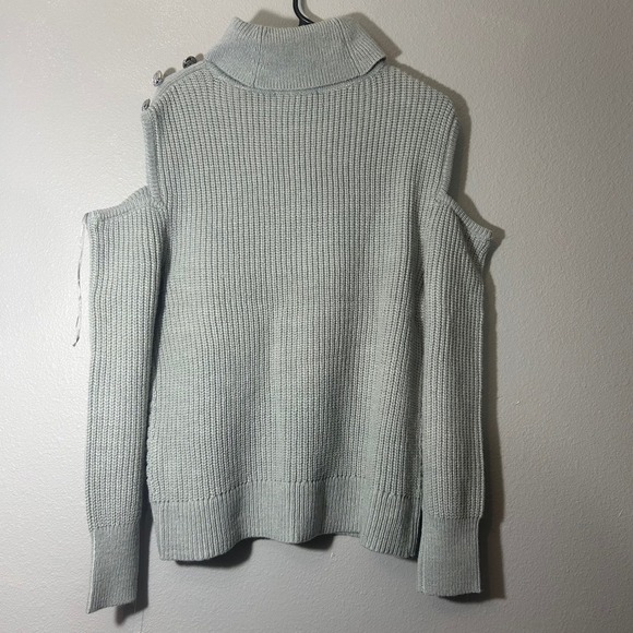 INC International Concepts Cold Shoulder Turtleneck Sweater Button Detail Size M - Picture 3 of 7
